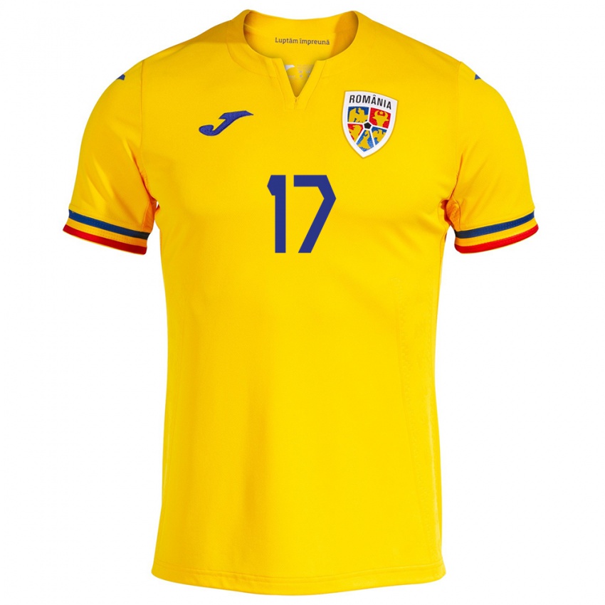 Herren Rumänische Denis Rența #17 Gelb Heimtrikot Trikot 24-26 T-Shirt