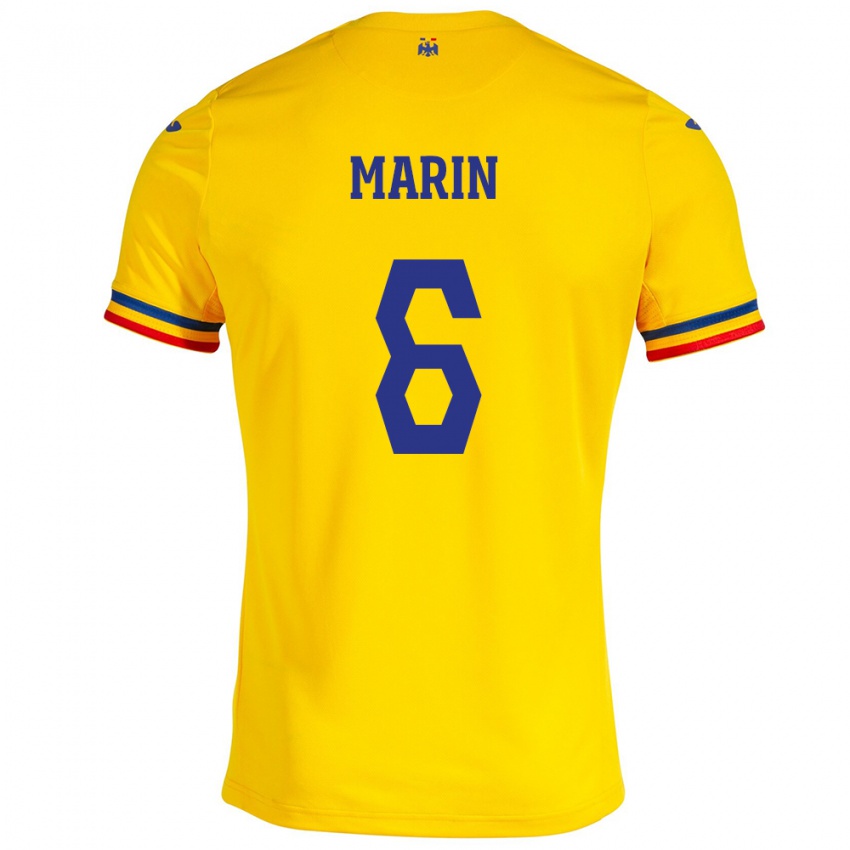 Herren Rumänische Marius Marin #6 Gelb Heimtrikot Trikot 24-26 T-Shirt