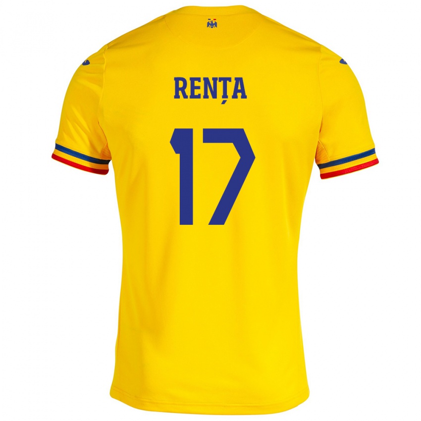 Herren Rumänische Denis Rența #17 Gelb Heimtrikot Trikot 24-26 T-Shirt