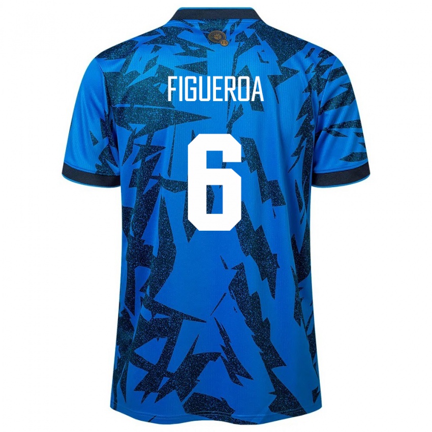 Herren El Salvador Elder Figueroa #6 Blau Heimtrikot Trikot 24-26 T-Shirt