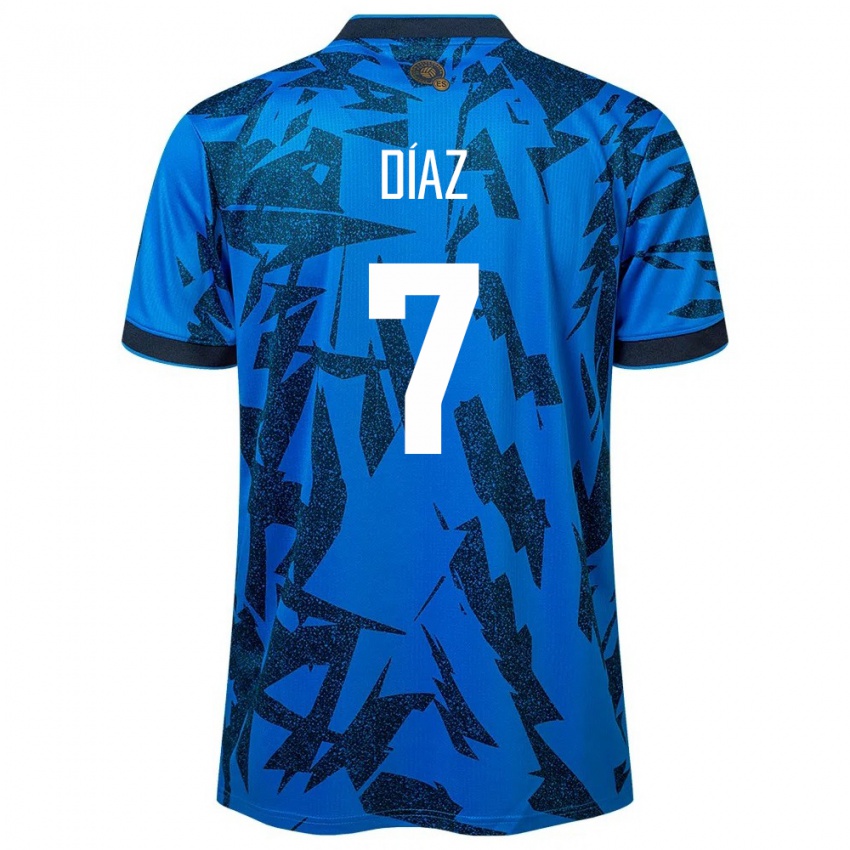 Herren El Salvador Nelson Díaz #7 Blau Heimtrikot Trikot 24-26 T-Shirt