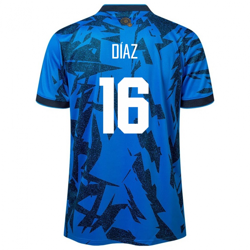 Herren El Salvador Wilber Díaz #16 Blau Heimtrikot Trikot 24-26 T-Shirt