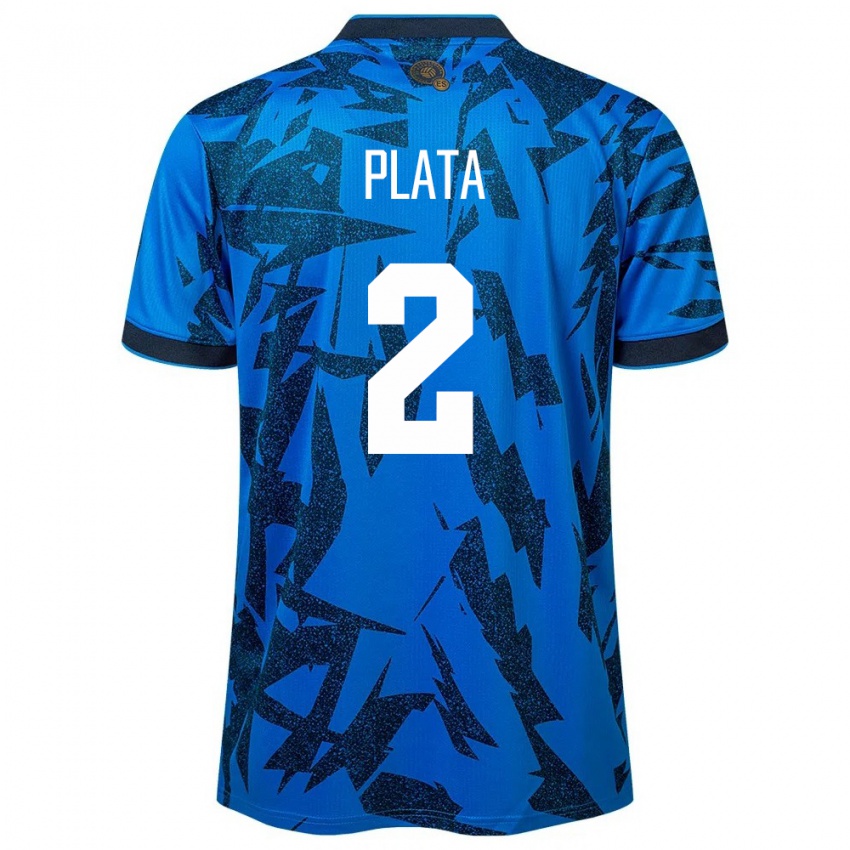 Herren El Salvador Juana Plata #2 Blau Heimtrikot Trikot 24-26 T-Shirt