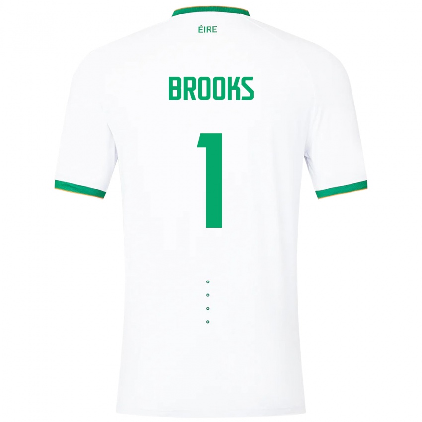 Herren Irische Tiernan Brooks #1 Weiß Auswärtstrikot Trikot 24-26 T-Shirt