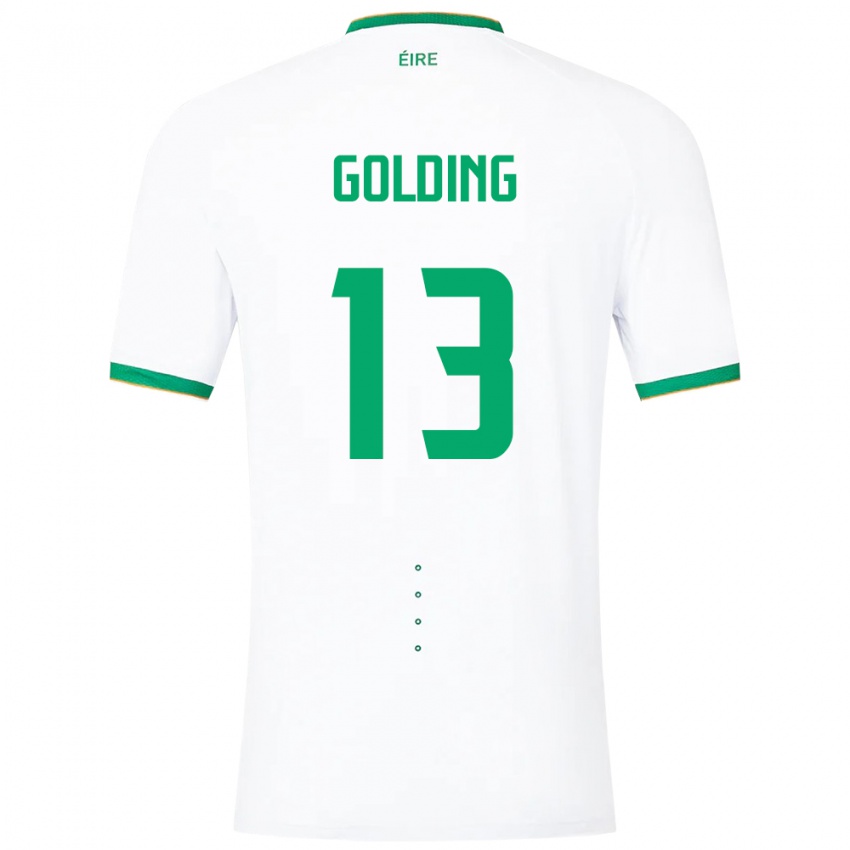 Herren Irische James Golding #13 Weiß Auswärtstrikot Trikot 24-26 T-Shirt
