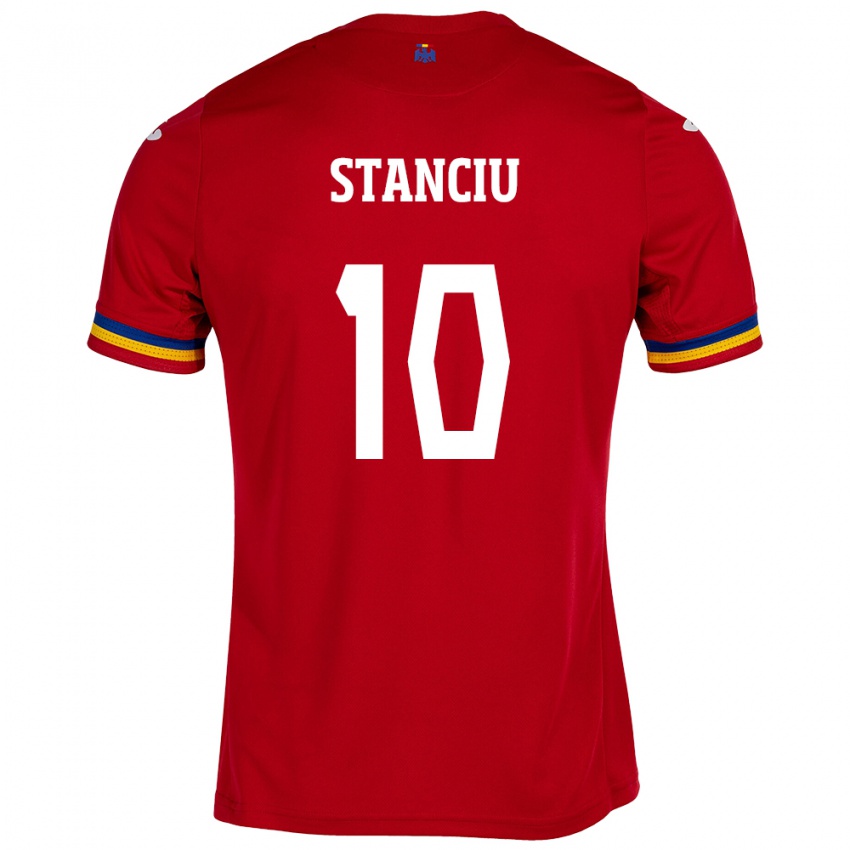 Herren Rumänische Nicolae Stanciu #10 Rot Auswärtstrikot Trikot 24-26 T-Shirt