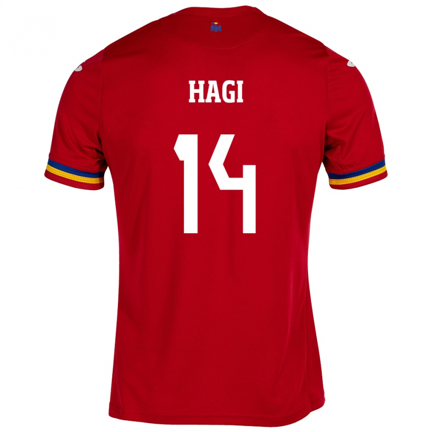 Herren Rumänische Ianis Hagi #14 Rot Auswärtstrikot Trikot 24-26 T-Shirt