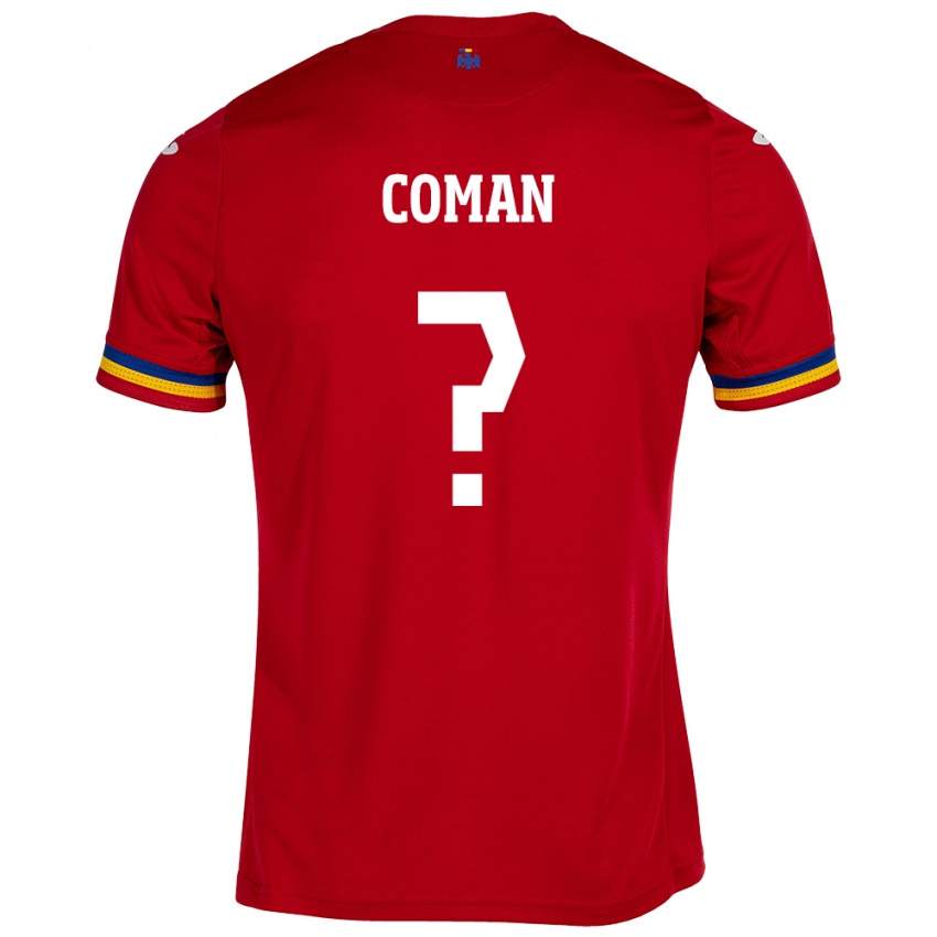 Herren Rumänische Rareș Coman #0 Rot Auswärtstrikot Trikot 24-26 T-Shirt