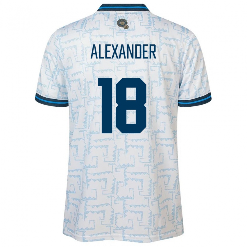 Herren El Salvador Alexander Aguilar #18 Weiß Auswärtstrikot Trikot 24-26 T-Shirt