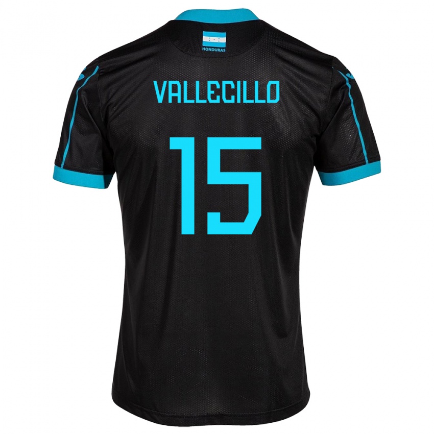 Herren Honduras Eric Vallecillo #15 Schwarz Auswärtstrikot Trikot 24-26 T-Shirt