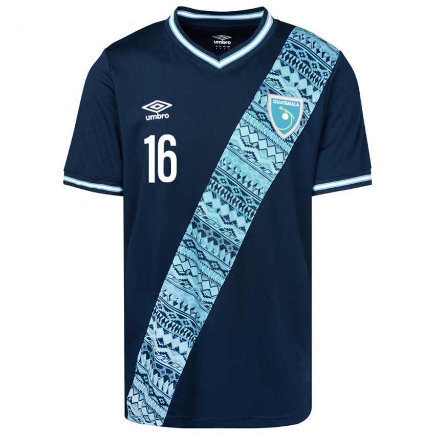 Herren Guatemala José Morales #16 Blau Auswärtstrikot Trikot 24-26 T-Shirt