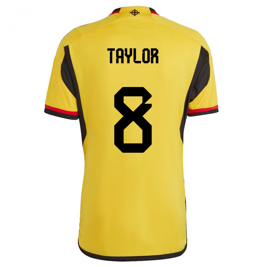 Herren Nordirland Dale Taylor #8 Weiß Auswärtstrikot Trikot 24-26 T-Shirt