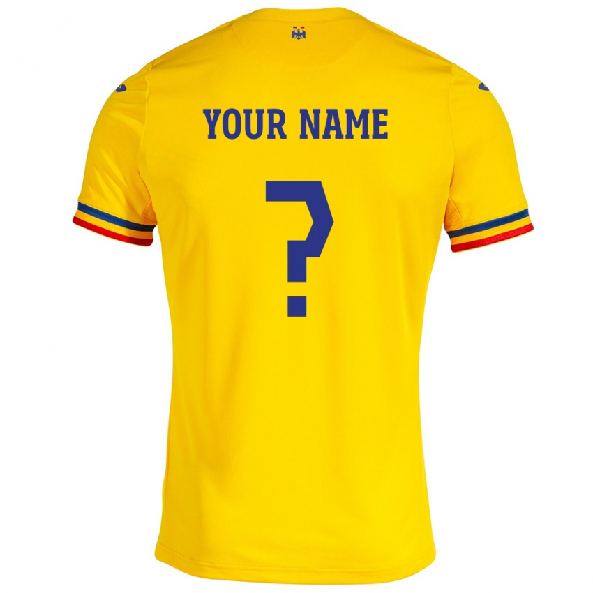 Damen Rumänische Ihren Namen #0 Gelb Heimtrikot Trikot 24-26 T-Shirt