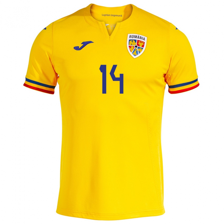 Damen Rumänische Ianis Hagi #14 Gelb Heimtrikot Trikot 24-26 T-Shirt