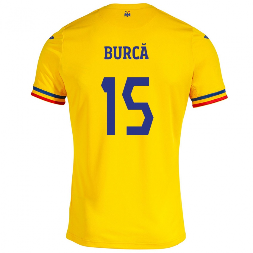 Damen Rumänische Andrei Burcă #15 Gelb Heimtrikot Trikot 24-26 T-Shirt