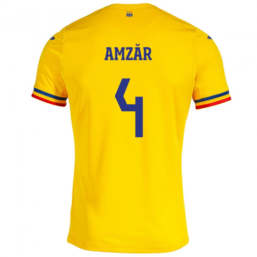 Damen Rumänische Costin Amzăr #4 Gelb Heimtrikot Trikot 24-26 T-Shirt