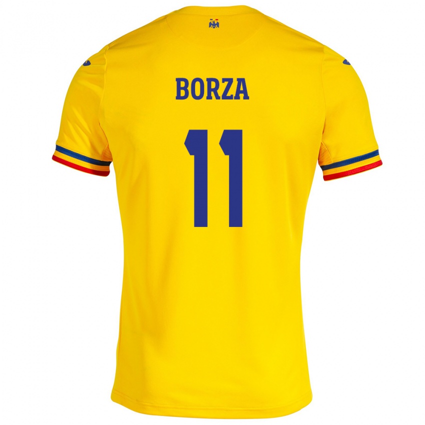 Damen Rumänische Andrei Borza #11 Gelb Heimtrikot Trikot 24-26 T-Shirt