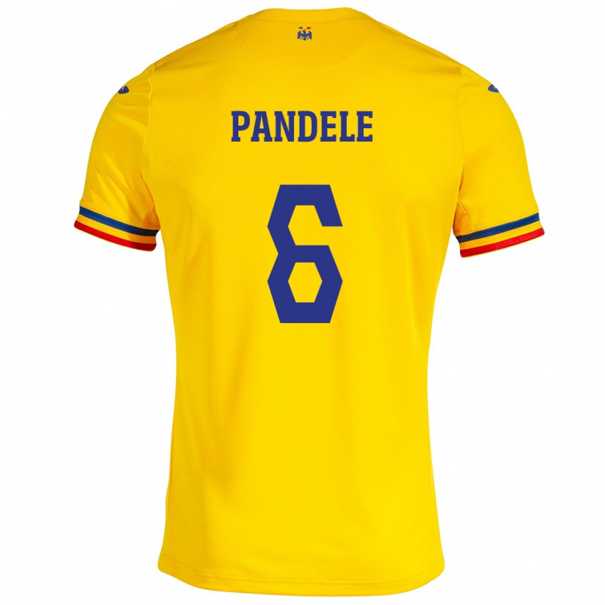 Damen Rumänische Andrei Pandele #6 Gelb Heimtrikot Trikot 24-26 T-Shirt