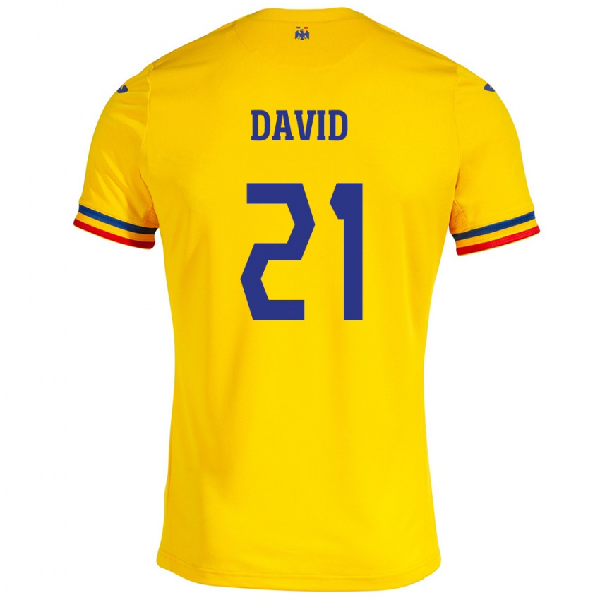 Damen Rumänische Gabriel David #21 Gelb Heimtrikot Trikot 24-26 T-Shirt