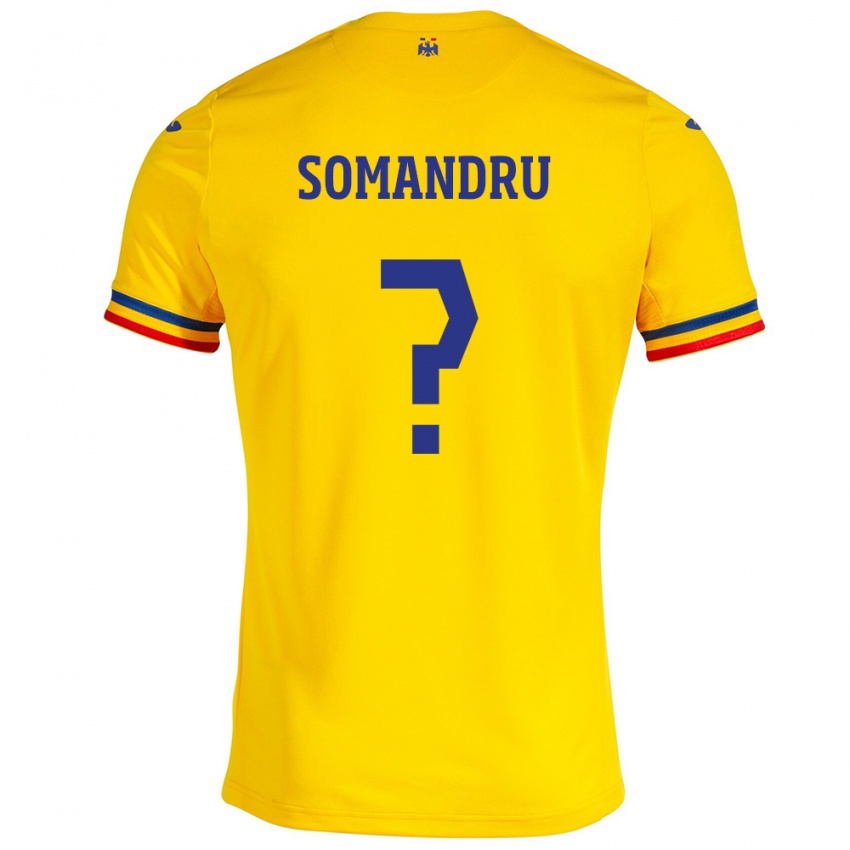 Damen Rumänische Eric Somandru #0 Gelb Heimtrikot Trikot 24-26 T-Shirt