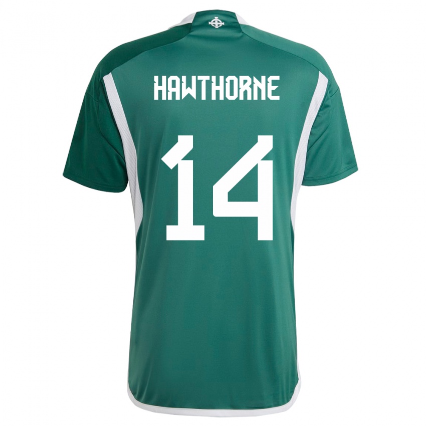 Damen Nordirland Keevan Hawthorne #14 Grün Heimtrikot Trikot 24-26 T-Shirt