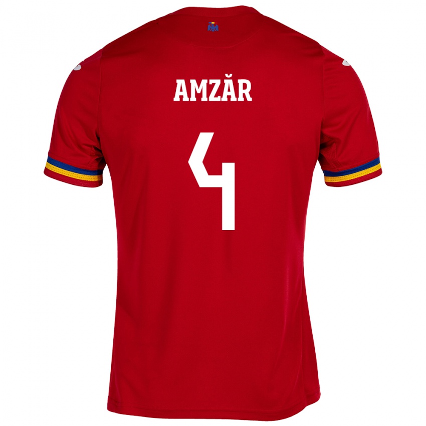 Damen Rumänische Costin Amzăr #4 Rot Auswärtstrikot Trikot 24-26 T-Shirt