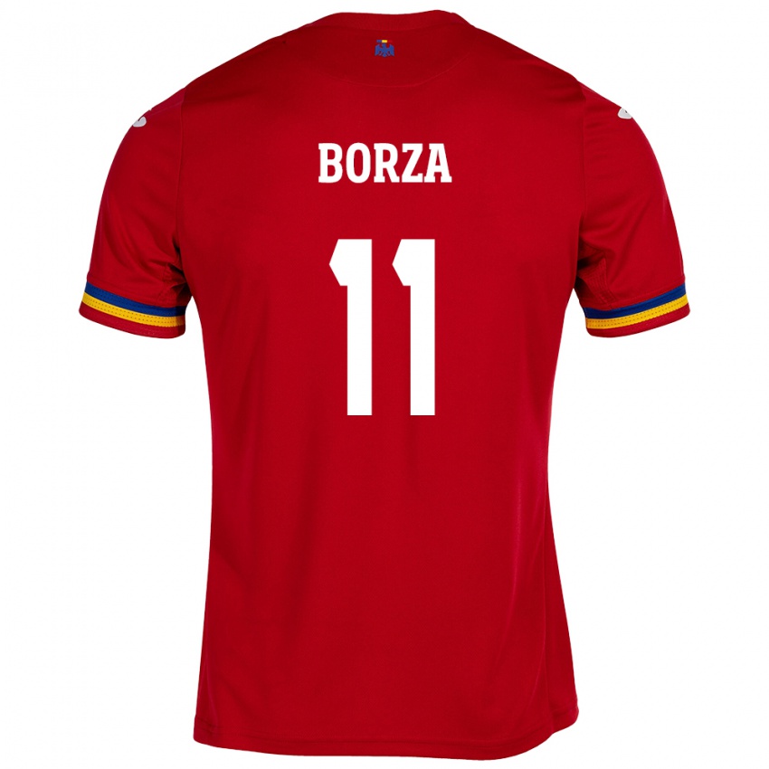 Damen Rumänische Andrei Borza #11 Rot Auswärtstrikot Trikot 24-26 T-Shirt