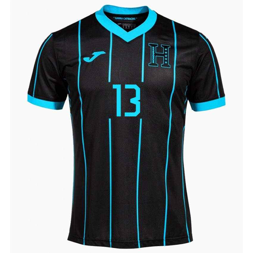 Damen Honduras Maikol Morales #13 Schwarz Auswärtstrikot Trikot 24-26 T-Shirt