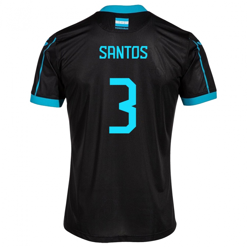 Damen Honduras Marcelo Santos #3 Schwarz Auswärtstrikot Trikot 24-26 T-Shirt