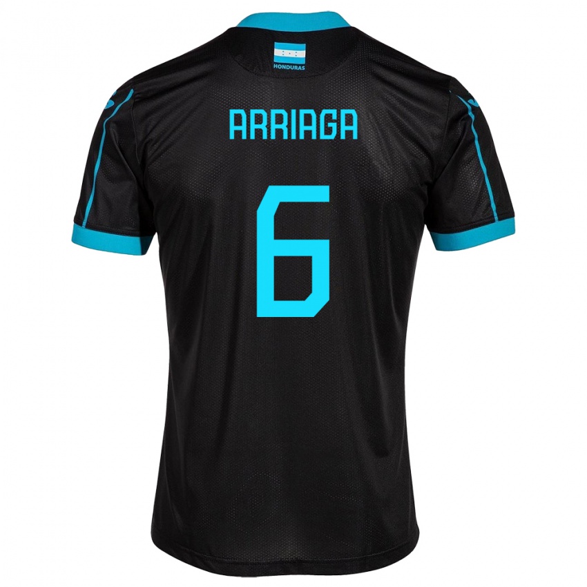 Damen Honduras Javier Arriaga #6 Schwarz Auswärtstrikot Trikot 24-26 T-Shirt