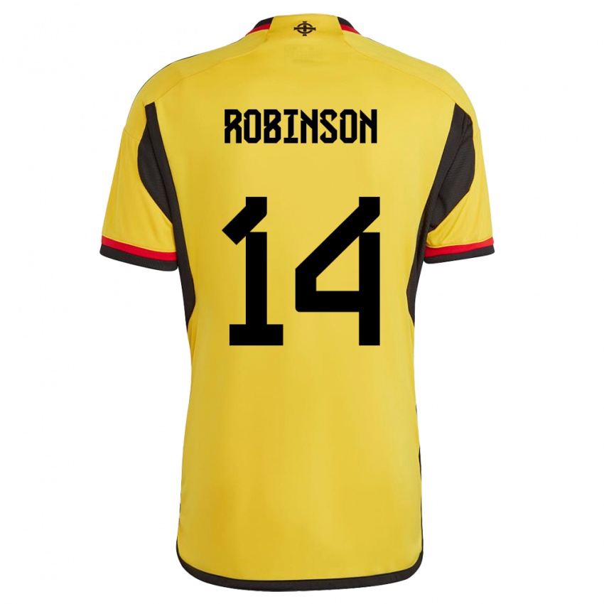 Damen Nordirland Darren Robinson #14 Weiß Auswärtstrikot Trikot 24-26 T-Shirt