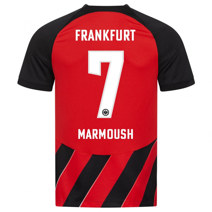 Kinder Omar Marmoush #7 Rot Schwarz Heimtrikot Trikot 2023/24 T-Shirt