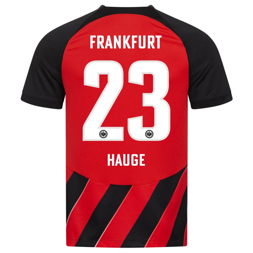 Kinder Jens Petter Hauge #23 Rot Schwarz Heimtrikot Trikot 2023/24 T-Shirt