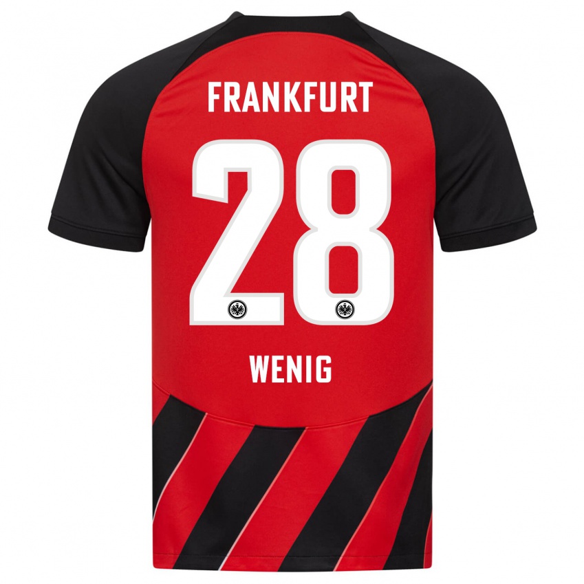 Kinder Marcel Wenig #28 Rot Schwarz Heimtrikot Trikot 2023/24 T-Shirt