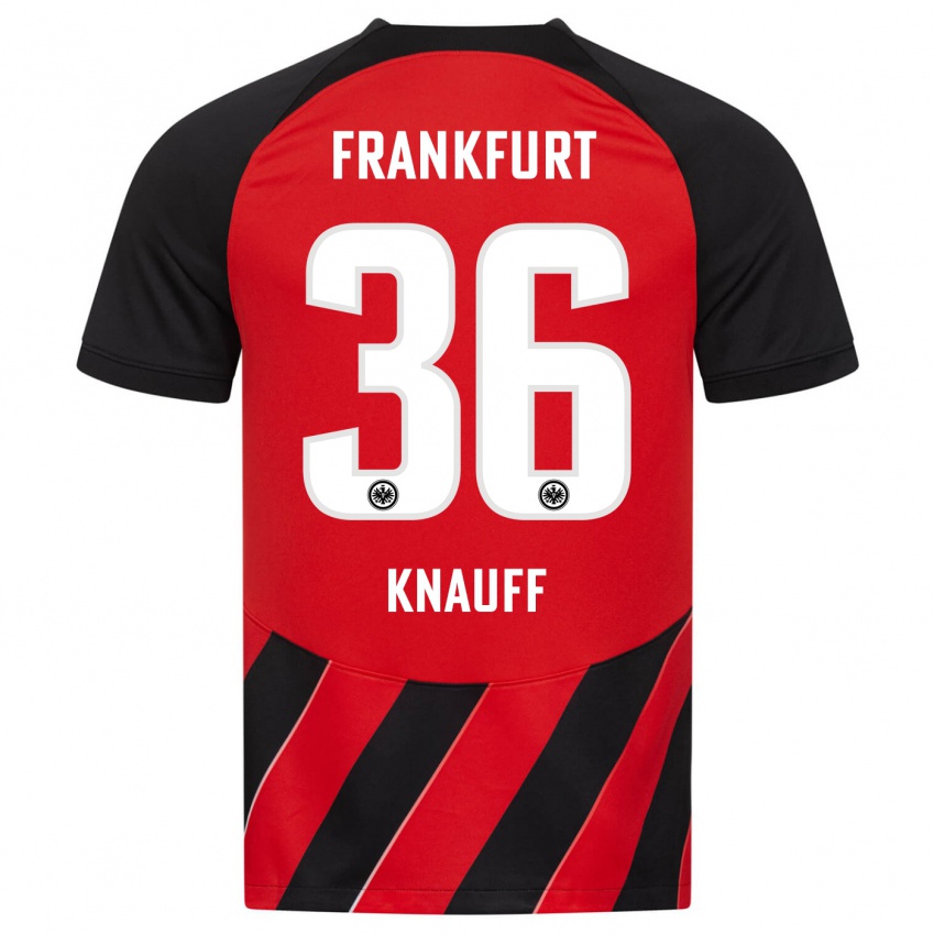Kinder Ansgar Knauff #36 Rot Schwarz Heimtrikot Trikot 2023/24 T-Shirt