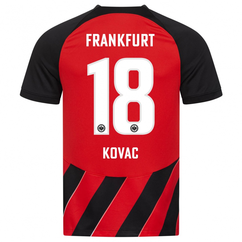 Kinder Niko Kovac #18 Rot Schwarz Heimtrikot Trikot 2023/24 T-Shirt