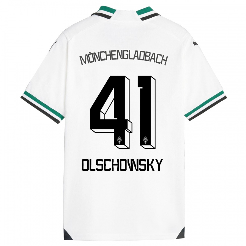 Kinder Jan Olschowsky #41 Weiß Grün Heimtrikot Trikot 2023/24 T-Shirt