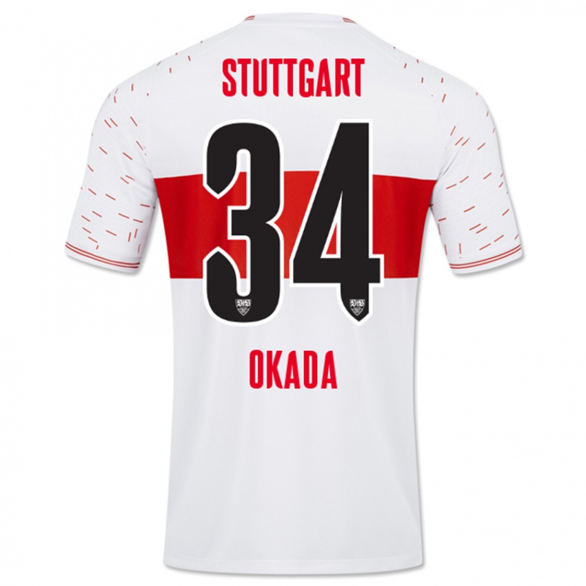 Kinder Rei Okada #34 Weiß Heimtrikot Trikot 2023/24 T-Shirt