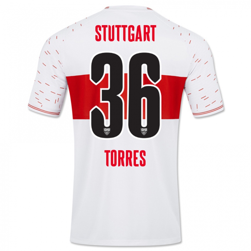 Kinder Yohann Torres #36 Weiß Heimtrikot Trikot 2023/24 T-Shirt