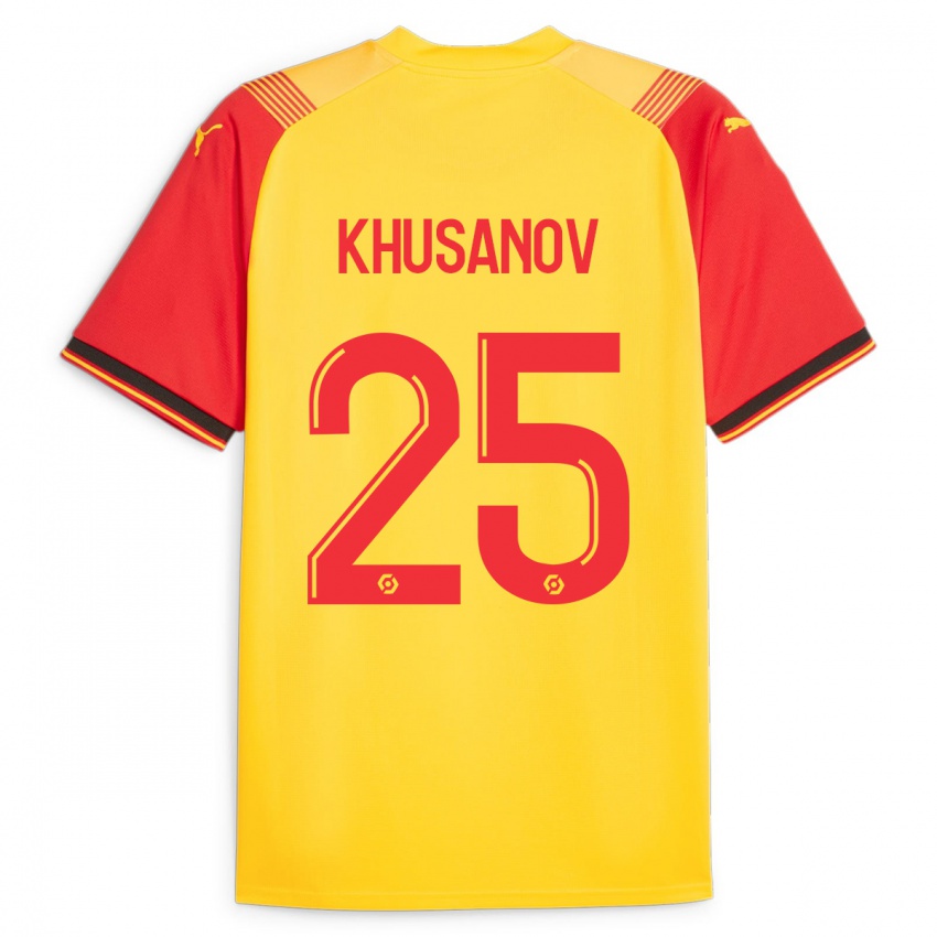 Kinder Abdukodir Khusanov #25 Gelb Heimtrikot Trikot 2023/24 T-Shirt