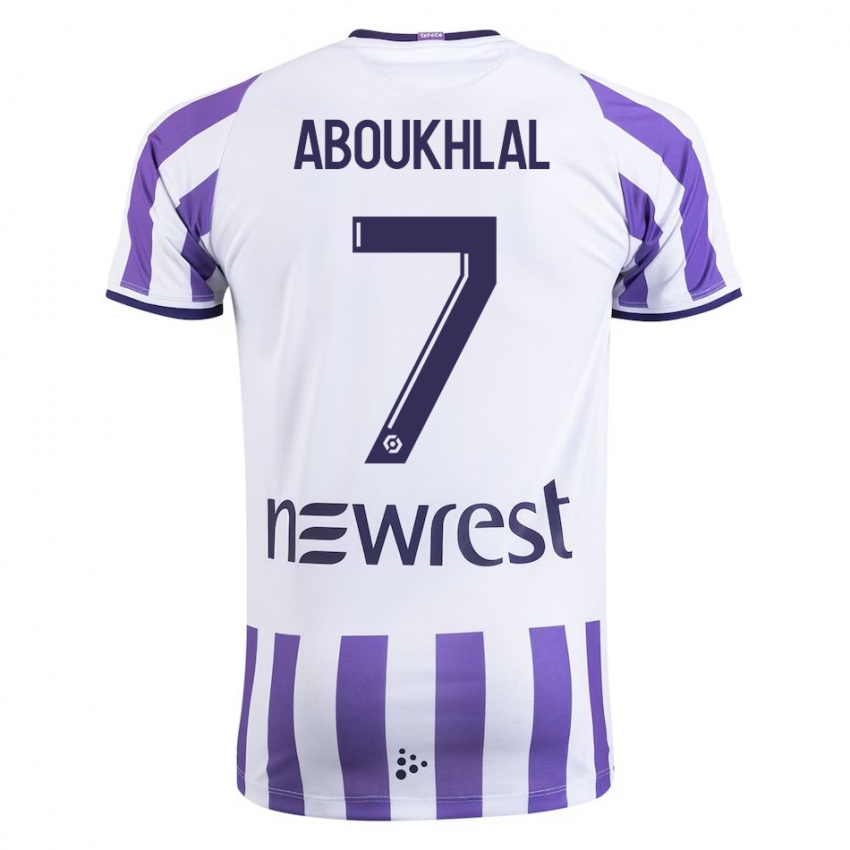 Kinder Zakaria Aboukhlal #7 Weiß Heimtrikot Trikot 2023/24 T-Shirt