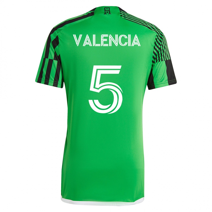 Kinder Jhojan Valencia #5 Grün Schwarz Heimtrikot Trikot 2023/24 T-Shirt