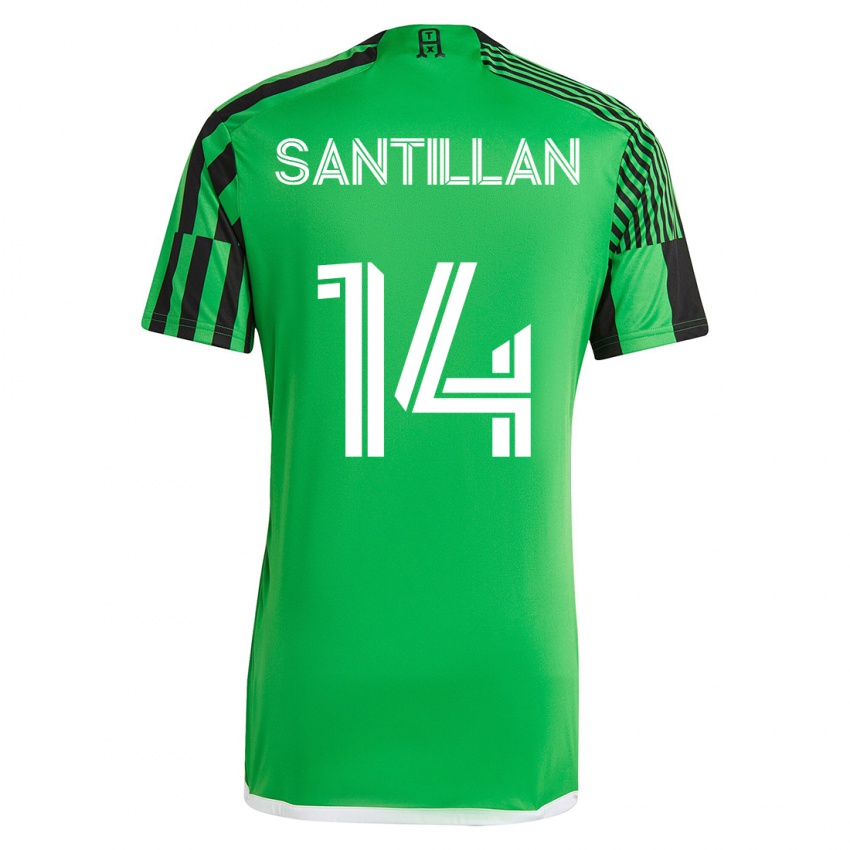 Kinder Jonathan Santillan #14 Grün Schwarz Heimtrikot Trikot 2023/24 T-Shirt
