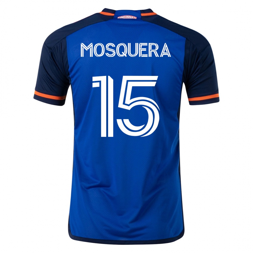 Kinder Yerson Mosquera #15 Blau Heimtrikot Trikot 2023/24 T-Shirt