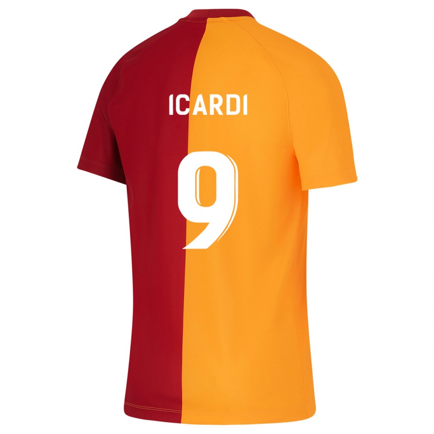 Kinder Mauro Icardi #9 Orangefarben Heimtrikot Trikot 2023/24 T-Shirt