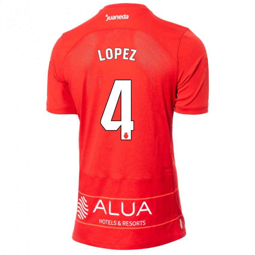 Kinder David López #4 Rot Heimtrikot Trikot 2023/24 T-Shirt