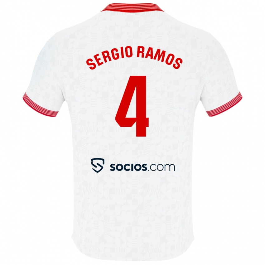 Kinder Sergio Ramos #4 Weiß Heimtrikot Trikot 2023/24 T-Shirt