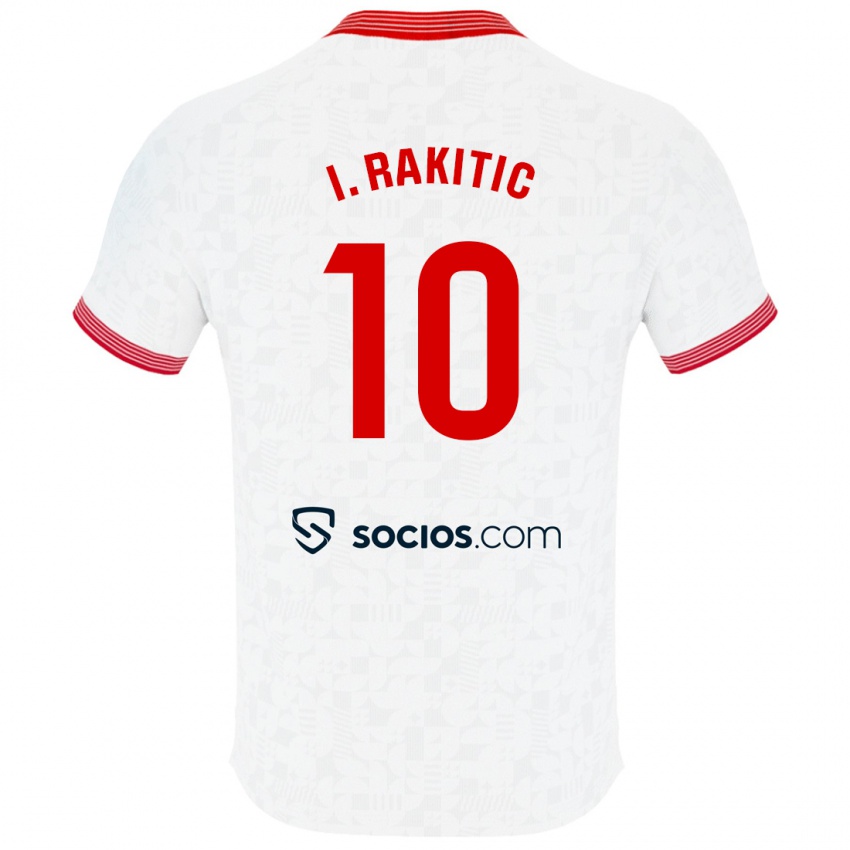 Kinder Ivan Rakitic #10 Weiß Heimtrikot Trikot 2023/24 T-Shirt