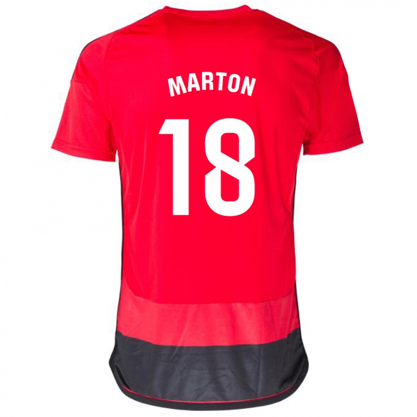 Kinder Javier Martón #18 Rot Schwarz Heimtrikot Trikot 2023/24 T-Shirt