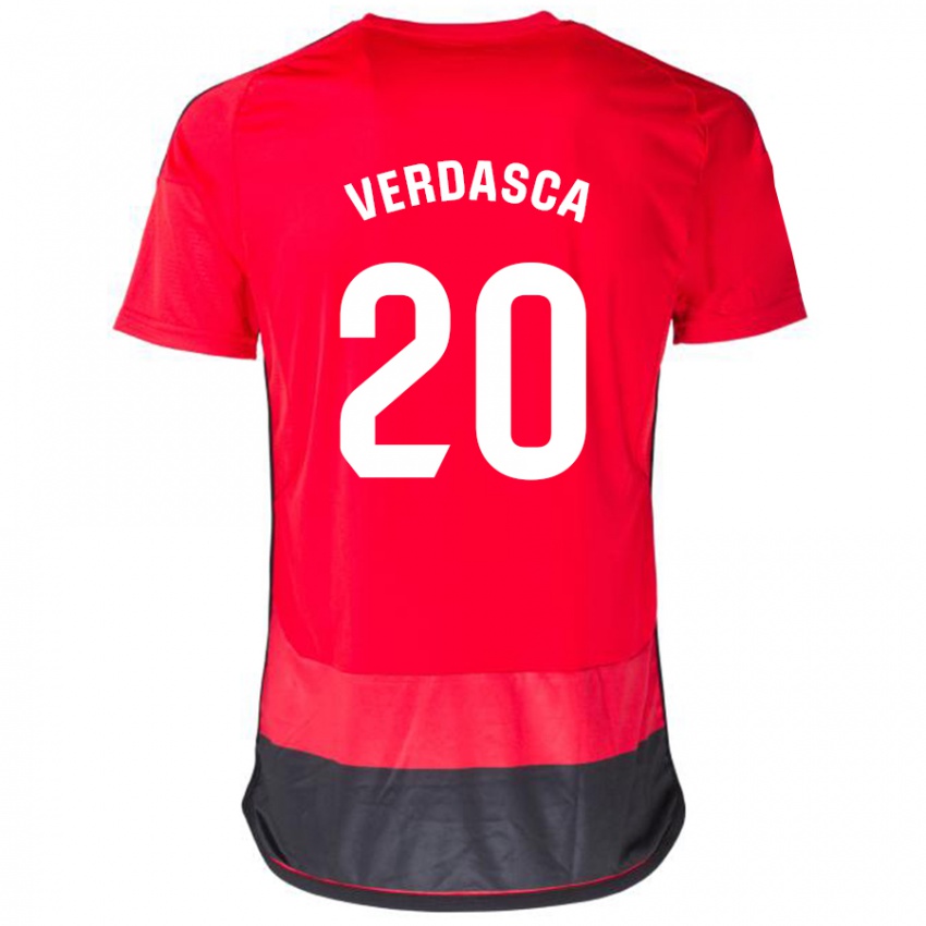 Kinder Diogo Verdasca #20 Rot Schwarz Heimtrikot Trikot 2023/24 T-Shirt